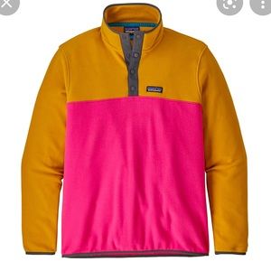 Patagonia Pullover Colorblock Pink Yellow Micro D Snap-T